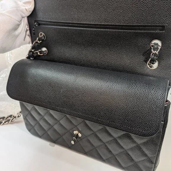 Chanel Black Caviar Classic Jumbo Double Flap Bag - Picture 11 of 16